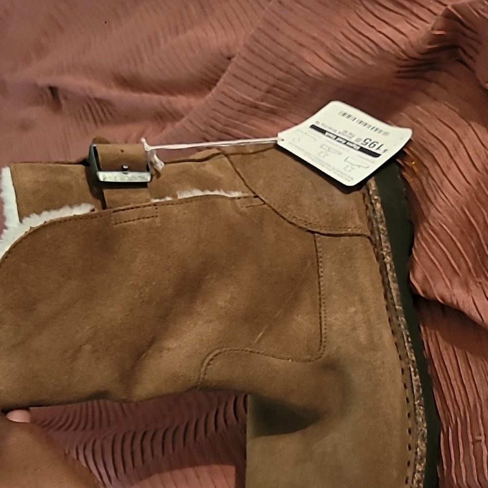 Brown Suede Shearling Boots